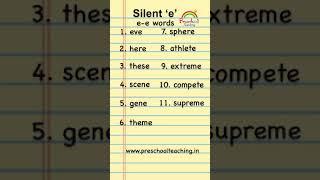 Silent ‘e’ e-e words  silent e wordlist #phonices #silente #preschoolteaching