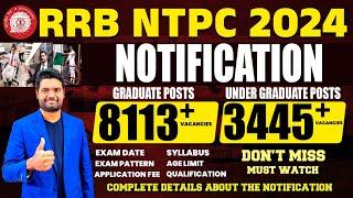 RRB NTPC 2024 NOTIFICATION  11550+ VACANCIES  RRB NTPC 2024  CHANDAN LOGICS