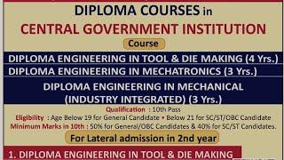 Admission Open Diploma Engineering Course of Central Government Institution  MSME Tool Room Kolkata