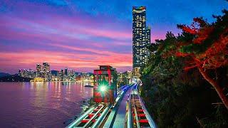 Busan City Walk  Best Tourist Attractions Haeundae Songjeong and Beach Trains Korea 4K HDR