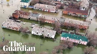 Aerial video shows severe flooding in Russia