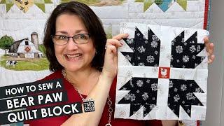 Free Quilt Block Tutorial - How to Sew a Bear Paw Quilt Block