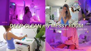 DEEP CLEAN MY MESSY ROOM WITH ME*motivation to clean ur room*