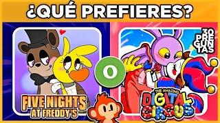  FNAF VS DIGITAL CIRCUS   Juego de Elecciones  ¿QUÉ PREFIERES?  #monoquiz #trivia