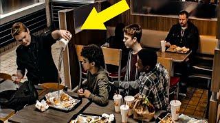Teens Mock Boy At Burger King Don’t Notice Man On Bench