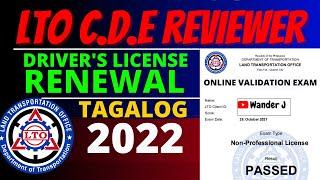 LTO CDE ONLINE EXAM REVIEWER  DRIVERS LICENSE RENEWAL  TAGALOG  Wander J