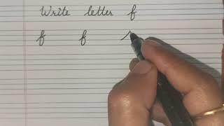 How to write small letter f in cursive