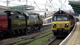 Tangmere Gets a Windy Welcome at Carlisle. Settle & Carlisle Steam Special and the Logs 06 April 24