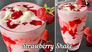 Strawberry Milkshake with homemade strawberry crush syrup  strawberry recipes  strawberry shake