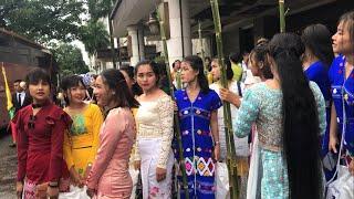  Myanmar People With Traditional Burmese Dress On The Eve Of Full Moon Day Of Waso In Yangon