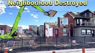 Toronto City Block DEMOLISHED for Ontario Line Subway Construction  Danforth & Pape Subway