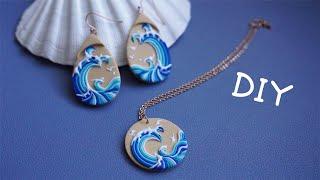 DIY Great Wave EarringsHow to Make Polymer Clay Jewelry Handmade Making TutorialUkiyoe Earrings