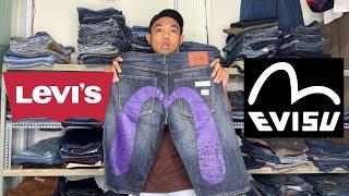 Quần Jean Nam Short Dài Hiệu Levis Evisu Edwin Abercrombie