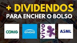 CHUVA DE DIVIDENDOS  TOP AÇÕES PAGADORAS DE DIVIDENDOS EM ABERTO CMIG4 EGIE3 VIVT3 ASML