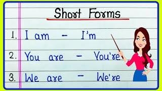 Short Form of spoken English  Contractions in English Grammar  Abbreviations in English Language