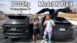 1000 HP Jeep Trackhawk vs Tesla Model X Plaid  DRAG RACE