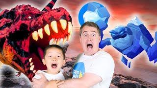 Lava and Ice Trex Egg Hunt  Educational Dinosaur Videos for Kids by Papa Joel’s English