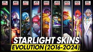 EVOLUTION OF ALL STARLIGHT SKINS 2016 - 2024  MLBB