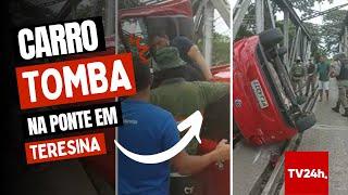 Carro tomba e condutor escapa na Ponte Metálica