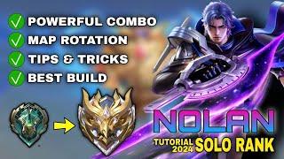 NOLAN Solo Rank Tutorial & Guide 2024 English Combo Skills Best Build Tips & Tricks  MLBB