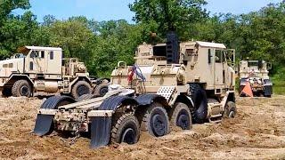 Heavy truck got stuck in mud  Cargo transportation in mud off-road