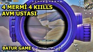 4 MERMİ 4 KIILLS  AVM USTASI BATUR GAME  SOLO SQUAD PUBG MOBİLE