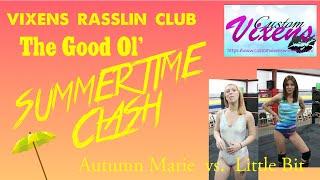 Customvixenswrestling.com Video#72 highlights Autumn Marie vs. Little Bit Vixens Rasslin Club