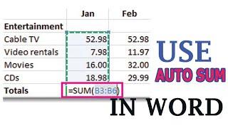 How to use Auto SUM in Word  Use AUTO SUM in Microsoft Word