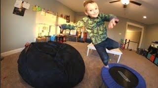 FATHER SON BEAN BAG JUMPING TIME