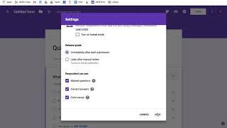 Google Forms Quiz Settings and Answer Key