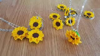 Sunflower polymer caly charm necklace Revil + jewelery stile