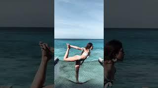 Stretching Bikini Girl on Beach #Bikini #Beach