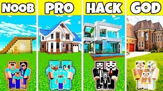 Minecraft Battle Family New Extra Beauty House Build Challenge - Noob Vs Pro Vs Hacker Vs God