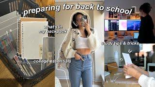 PREPARING FOR BACK TO SCHOOL  shopping for ESSENTIALS whats in my college backpack & study tips