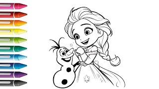 Beautiful Elsa Frozen Draw Drawing And Coloring Painting For Kids And Toddlers  Lets Draw Kids