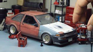 “The Rusty & Dusty Weekend Project” - Toyota AE86 Coupe Model Car Build - 124 FUJIMI