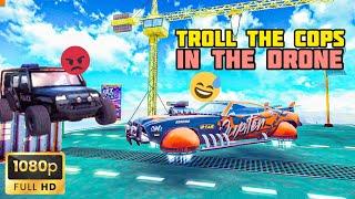 TROLL THE COPS CAR JUMP HIGH TO THE FLYING DRONE  OFF THE ROAD HD OPEN WORLD DRIVING GAME