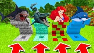 Minecraft PE  DO NOT CHOOSE THE WRONG HOLE Megalodon Mosasaurus & Mermaid