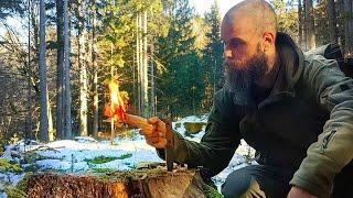 Bushcraft for Beginners  How to start a fire in rain or snow with a handheld featherstick