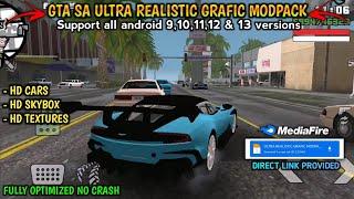 GTA SA ULTRA REALISTIC GRAFIC MODPACK  BEST GRAFIC PACK FOR ANDROID 9101112 & 13  NO CRASH
