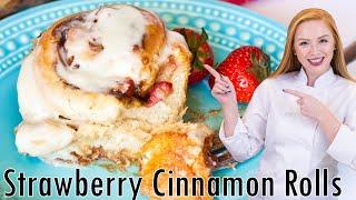 The BEST Strawberry Cinnamon Rolls Recipe With Cream Cheese Frosting