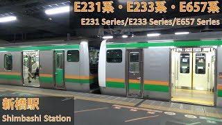 JR East E231-1000E233-3000E657 Series at Shimbashi