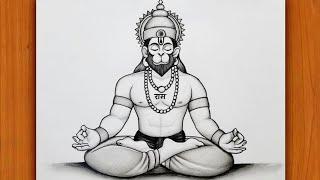 How to Draw Ram bhakt Hanuman ji Full body  Pencil drawing  Step by step Tutorial  God drawing