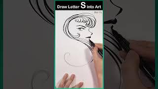 Draw Letter S into Two Girls Art Challenge #artshort #meiyu #drawingchallenge