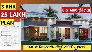 25 Lakh Kerala House Plan1340 sqft Home plan MalayalamHaneed Anugrahas