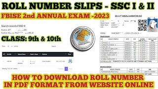 FBISE  SSC Roll number slip  2nd annual exam 2023  How to download Roll Number for class 9 & 10