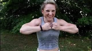 MICHELE GAVIN ripping her clothes  Young teen female bodybuilder Flexing Huge BICEPS Peaks  Fbb