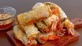 CRISPY Vietnamese Egg Rolls - Shrimp Spring Rolls Recipe With Dipping Sauce Chả Giò Recipe