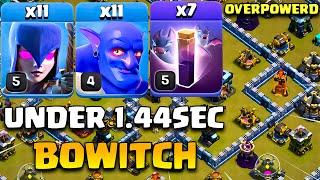 Any Base  Under 1.44Sec Th12 BoWitch Attack Strategy  Best Th12 Bowler Witch Bat Spell Strategy
