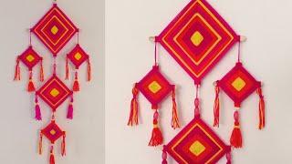 DIY How to Make Woolen Wall Hanging with Ice Cream Sticks